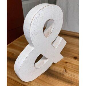 Large White Ampersand home decoration Valentine rustic farmhouse distressed